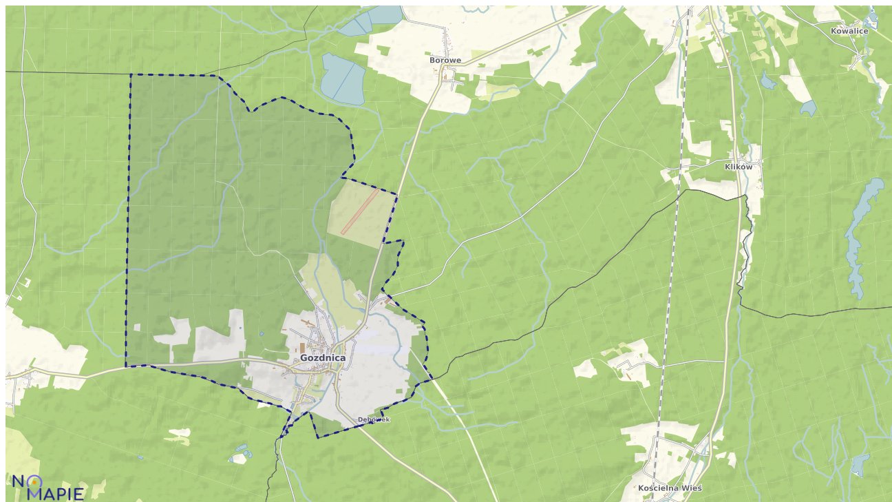 Mapa obszarów ochrony przyrody Gozdnicy